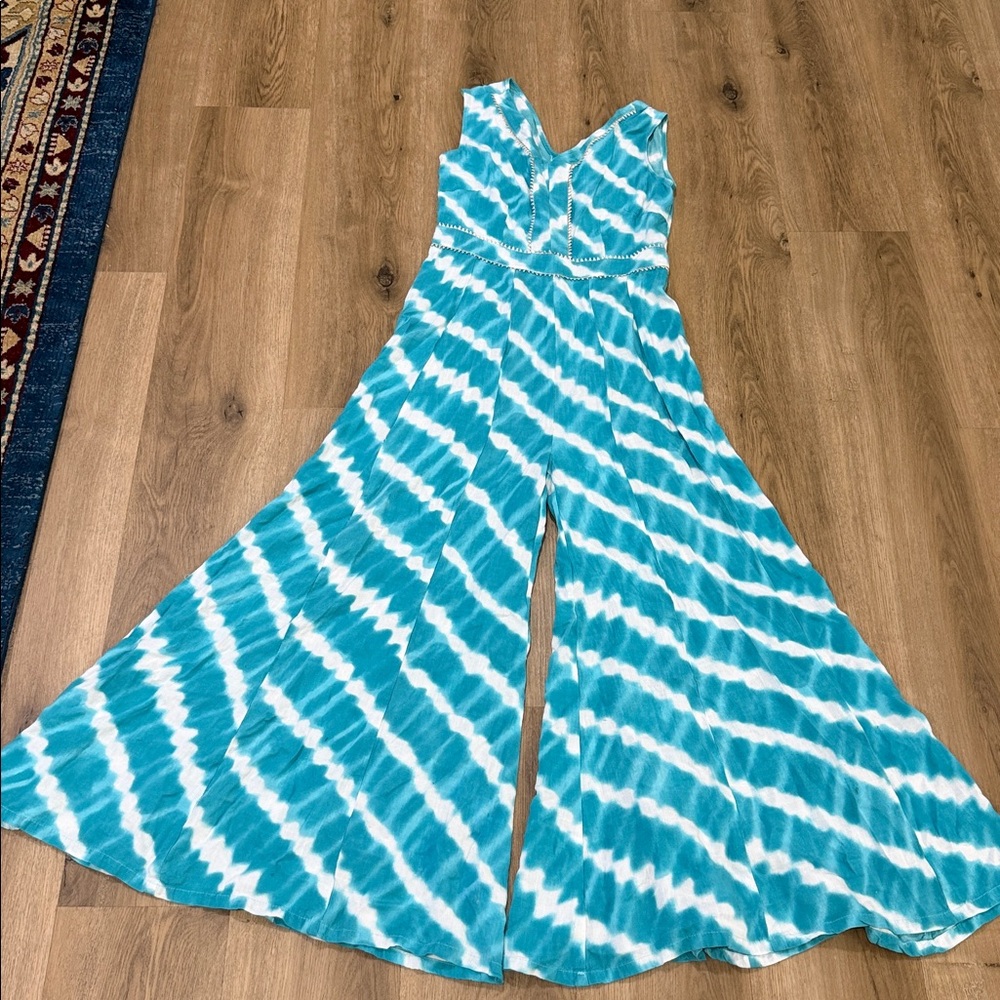 Blue and White Tie-Dye Jumpsuit